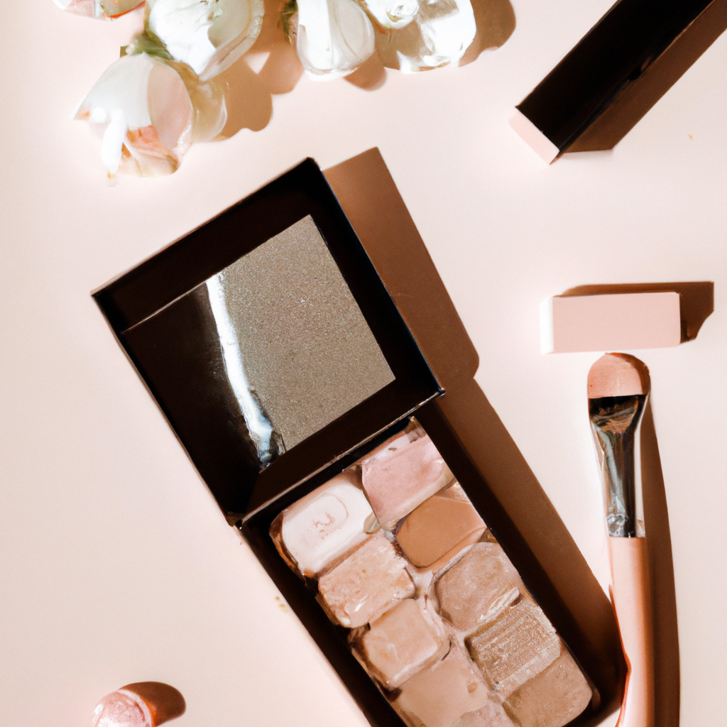 Cosméticos con sombras suaves en estética minimalista